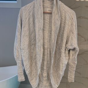 Wilfred Heathered Gray Open-Front Draped Cardigan